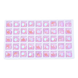 Cabochons de strass en verre, accessoires nail art de décoration, facette, carrée, perle rose, 10x10x5mm