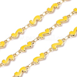 Handmade Alloy Enamel S Shape Link Chains, with Spool, Soldered, Long-Lasting Plated, Lead Free & Cadmium Free, Golden, Gold, 13x5x2mm, about 16.4 Feet(5m)/roll