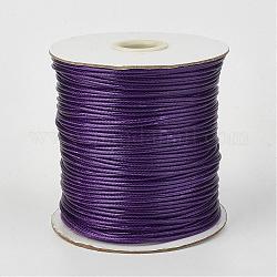Cordon en polyester ciré coréen écologique, violet, 1mm, environ 169.51~174.98 yards (155~160 m)/rouleau