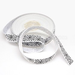 Halloween Ornaments Spider Web Pattern Printed Grosgrain Ribbons, White, 5/8 inch(16mm), 5/8 inch, about 100yards/roll(91.44m/roll)