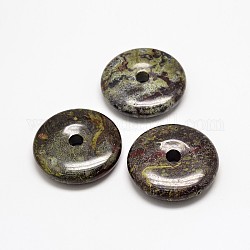 Natural Dragon Blood Pendants, Donut/Pi Disc, Donut Width: 17mm, 37~40x7~10mm, Hole: 6~8mm