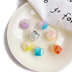 Perles acryliques craquelées opaques, dégradé de couleur, cube, couleur mixte, 18x18.4x18.4mm, Trou: 3.5mm