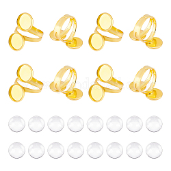 Unicraftale DIY Double Blank Dome Finger Ring Making Kit, Including Brass Cuff Rings Components, Glass Cabochons, Golden, US Size 10(19.8mm), 30Pcs/box