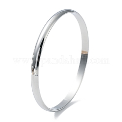 Bracelets unis en acier inoxydable poli à la mode, couleur inoxydable, 304 pouce (2-1/2 cm)