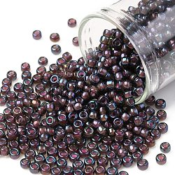 Toho perles de rocaille rondes, Perles de rocaille japonais, (382) lustre améthyste doublé rose, 8/0, 3mm, Trou: 1mm, environ 1110 pcs/50 g