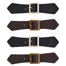 Fingerinspire 4Pcs 2 Colors Imitation Leather Toggle Buckle, with Alloy Findings, for Bag Sweater Jacket Coat, DIY Sewing Accessories Crafts, Mixed Color, 10.9x2.65x0.2cm, Hole: 2mm, 2pcs/color