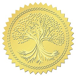 34 foglio di adesivi autoadesivi in lamina d'oro in rilievo, adesivo decorativo con medaglia a punto rotondo per sigillo di busta, albero, Dimensioni: su 165x211 mm, adesivi: 50mm, 12pcs / scheda, 34 fogli / set