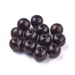 Perle di legno naturale tinte, tondo,  piombo libero, marrone noce di cocco, 20x18mm, Foro: 4.5 mm