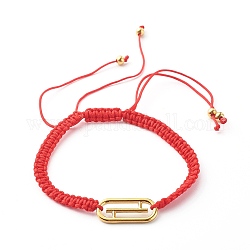 Bracelets de perles de nylon tressés réglables, avec 304 anneaux de liaison en acier inoxydable, ovale, rouge, 1/4 pouce (0.5 cm), diamètre intérieur: 2-1/2 pouce (6.2~10.7 cm)