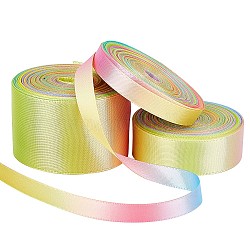 Gorgecraft 30 Yards 3 Stile Polyesterband mit Regenbogenverlauf, doppelseitiges Satinband, für handwerkliche Geschenkverpackung, Partydekoration, Mischfarbe, 3/8 Zoll (9 mm) ~ 1-1/2 Zoll (38 mm), 10 Meter/Stil