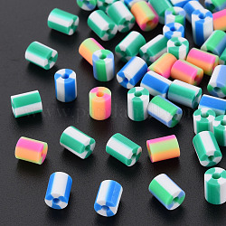Fixed Mixed 3 Style Handmade Polymer Clay Beads, Column, Mixed Color, 5x3.5~7mm, Hole: 1.8mm