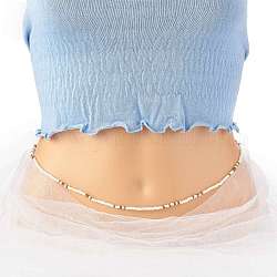 Sommerschmuck Taillenperle, Körperkette, Saat Perlen Bauchkette, Bikini Schmuck für Frau Mädchen, weiß, 31.5 Zoll (80 cm)