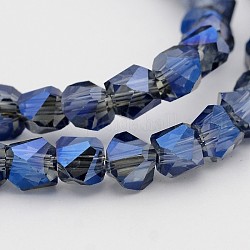 Electroplate Glass Bead Strands, Faceted Bicone, Full Rainbow Plated, Steel Blue, 6x6mm, Hole: 1mm, about 100pcs/strand, 19.6inch