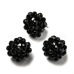 Стеклянные круглые плетеные бусины, кассетные шарики, чёрные, 14 мм, бусины : 4 мм