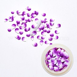 Handmade Polymer Clay Nail Art Decoration Accessories, Petal, Orchid, 5~7.5x4~6x0.3~1mm, 1color, 3g/color, 3g