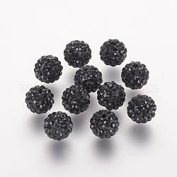 Polymer Ton Strass Perlen, Klasse A, Runde, pflastern Discokugel-Korn, Jet, 8x7.5 mm, Bohrung: 1 mm