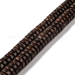 Perline di cocco fili, Rotondo piatto / disco, perline Heishi, marrone noce di cocco, 8x3mm, Foro: 1.5 mm, circa 110~111pcs/filo, 13.27'' (33.7~33.8 cm)
