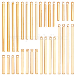 SUNNYCLUE 1 Box 32Pcs 8 Styles Bar Charms Real 18K Gold Plated Brass Vertical Bar Pendant Stamping Blank Metal charms for jewellry Making Charms Stick Strip Earring Necklace Bracelet Supplies Adult