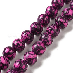 Нити бусин, окрашенных синтетическими драгоценными камнями, круглые, красно-фиолетовые, 10 мм, отверстие : 1.6 мм, около 38 шт / нитка, 14.76'' (37.5 см)