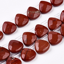 Natural Red Jasper Beads Strands, Top Drilled Beads, Faceted, Teardrop, 13x13x5mm, Hole: 0.6mm, about 30pcs/strand, 13.98 inch(35.5cm)