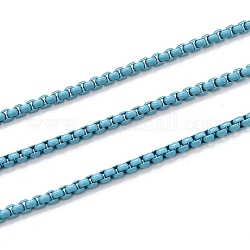 Латунные цепи, окрашенные распылением, венецианские цепи, с катушкой, несварные, голубой, 2x2.5x2.5 мм