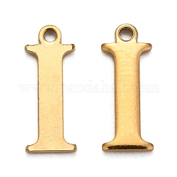 Ion Plating(IP) 304 Stainless Steel Alphabet Charms, Golden, Letter.I, 12.5x4.5x1mm, Hole: 1mm
