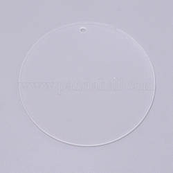 Акриловые подвески, плоско-круглые, прозрачные, 75x2 мм, отверстие : 3 мм