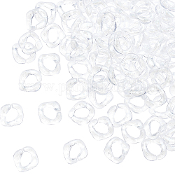 Superfindings anelli di collegamento in acrilico trasparente, connettori a collegamento rapido, con polvere di scintillio, quadrato contorto, chiaro, 17x16x4mm, 300pcs/scatola