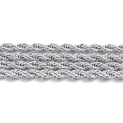 304 Stainless Steel Rope Chains, with Spool, Unwelded, Stainless Steel Color, 4mm, about 82.02 Feet(25m)/roll