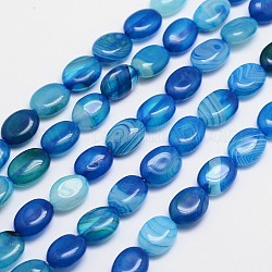 Oval Natural Agate Bead Strands, Dyed, Dodger Blue, 13x9x5mm, Hole: 1mm, about 30pcs/strand, 15.74 inch
