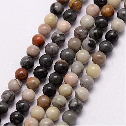 Fili di perline di diaspro policromo naturale/pietra di picasso/diaspro picasso, tondo, 3~3.5mm, Foro: 0.7 mm, circa 115~125pcs/filo, 16 pollice