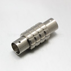 304 Magnetverschluss aus Edelstahl mit Klebeenden, matt, Kolumne, Edelstahl Farbe, 24x9 mm, Bohrung: 6 mm