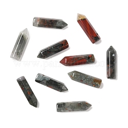 Ciondoli appuntiti in pietra di sangue africana naturale, sfaccettato, proiettile, 30~33x8~9mm, Foro: 1.4~1.6 mm