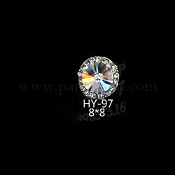 Cabochons de aleación, accesorios de la decoración del arte del clavo, con diamantes de imitación de cristal, Platino, plano y redondo, crystal ab, 8mm