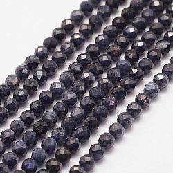 Natürliche Saphir-Perlenstränge, facettiert, Runde, 4 mm, Bohrung: 1 mm, ca. 95 Stk. / Strang, 15.4 Zoll