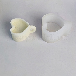 Moules à bougie en silicone en forme de cœur, bricolage, moules de coulée de ciment en plâtre de résine, blanc, 9x7.6x5.3 cm, Diamètre intérieur: 5.35x5.9 cm