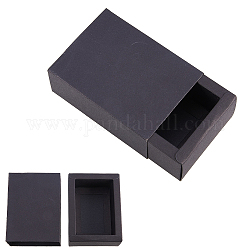 Caja de cajones de papel kraft, Caja plegable, caja del cajón, Rectángulo, negro, 11.2x8.2x4.2 cm, 20 PC / sistema