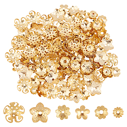 Unicraftale 180Pcs 6 Styles 304 Stainless Steel Bead Caps, Golden, 30pcs/style