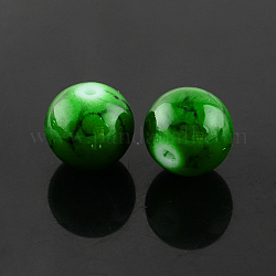 Spray Painted Glass Bead Strands, Round, Green, 8mm, Hole: 1.3~1.6mm, about 100pcs/strand, 31.4 inch