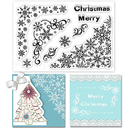 GLOBLELAND Christmas Snowflake Corner Clear Stamps Snowflake Lace Silicone Clear Stamp Seals for Cards Making DIY Scrapbooking Photo Journal Album Decoration