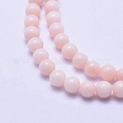 Natural Mashan Jade Beads Strands, Dyed, Round, Pink, 6mm, Hole: 1mm, about 66pcs/strand, 16 inch