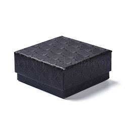 紙ジュエリーセットボックス  黒いスポンジを使って  ネックレスとイヤリング用  正方形  ブラック  7.5x7.5x3.6cm