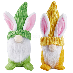 Gorgecraft 2Pcs 2 Colors Easter Cloth Bunny Gnome Doll Ornament, for Home Desktop Display Decorations, Mixed Color, 55~63x55~60x190~205mm, 1pc/color