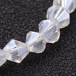 Chapelets de perles en verre, Toupie, clair, perle plaquée lustre, 4mm, Trou: 1mm, Environ 70 pcs/chapelet, 10.63 pouce