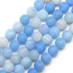 Fili di perline in agata naturale, smerigliato, tinto, tondo, blu fiordaliso, 10~10.5mm, Foro: 1.5 mm, circa 37pcs/filo, 14.6 pollice
