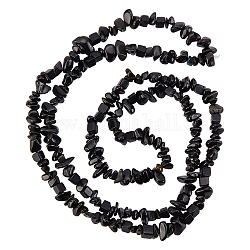 BENECREAT 31.5 Inch Obsidian Chip Stone 3 Strand Natural Chip Stone Beads Loose Crystal Stone for Jewelry Making DIY Crafts Decoration