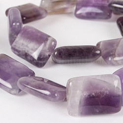 Natural Gemstone Amethyst Rectangle Bead Strands, 18x13x6mm, Hole: 1mm, about 22pcs/strand, 15.75 inch