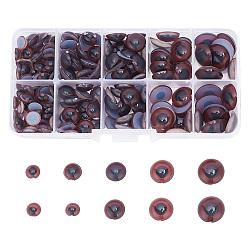Cabujones de ojos artesanales de plástico, accesorios para hacer muñecas, semicírculo, coco marrón, 8~16x3~4.5mm, 240 unidades / caja