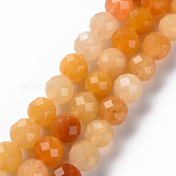 Chapelets de perles jaunes en aventurine naturelle, ronde, facette, 8mm, Trou: 1.2mm, Environ 48 pcs/chapelet, 15.35 pouce (39 cm)