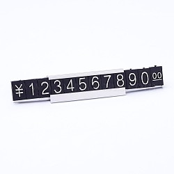 Nombre plastique et unité monétaire pour quoteprice, avec cadre en laiton, noir, 97x12mm, cadre en laiton: 8pcs / box, nombre et unité monétaire: 19sets / box